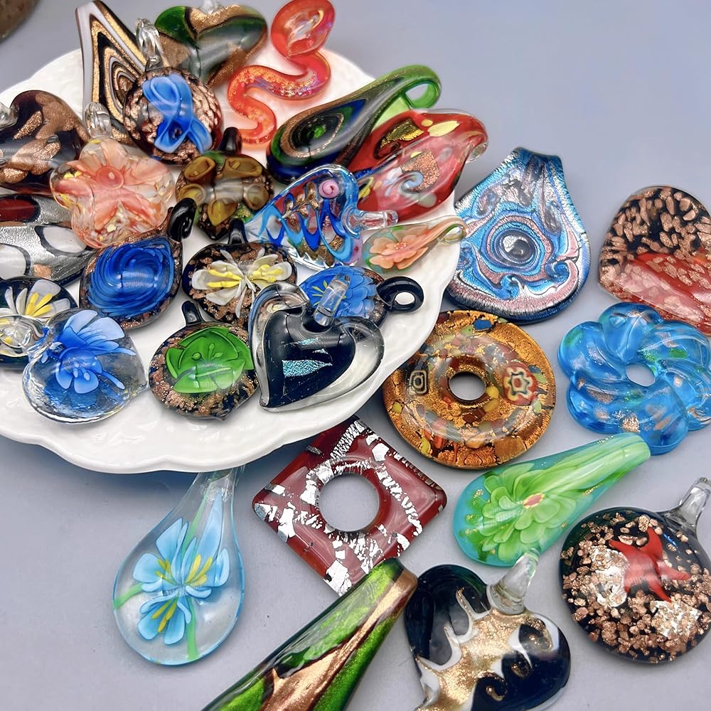 YISSEN RISEON Random 12 Pcs Handmade Murano Lampwork Glass